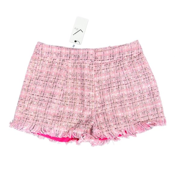 NWT Very J Pink Tweed Frayed Shorts | Size Small - Picture 1 of 3